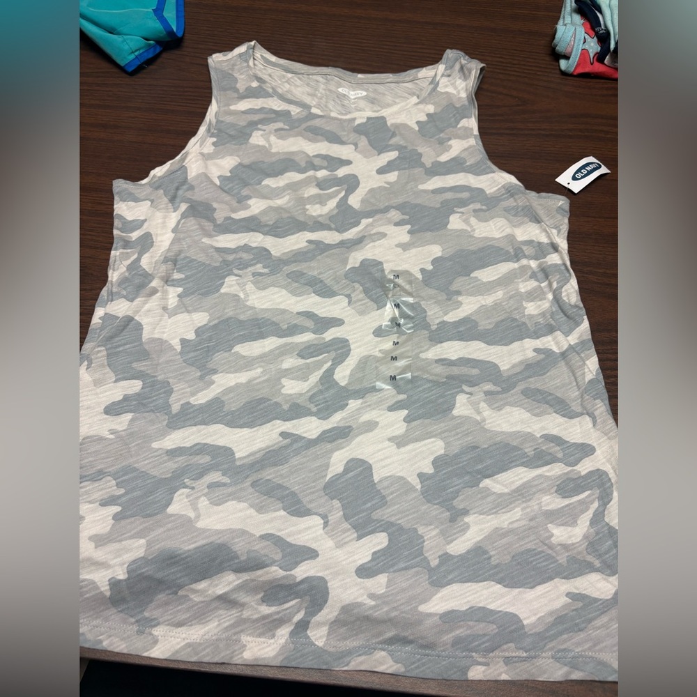 Old Navy Blue and Gray Camouflage Tank Top